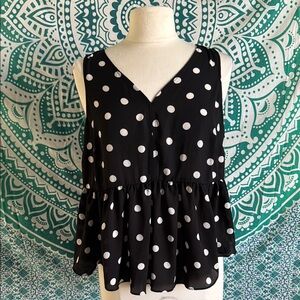 Black and White Polka Dot Women's Top